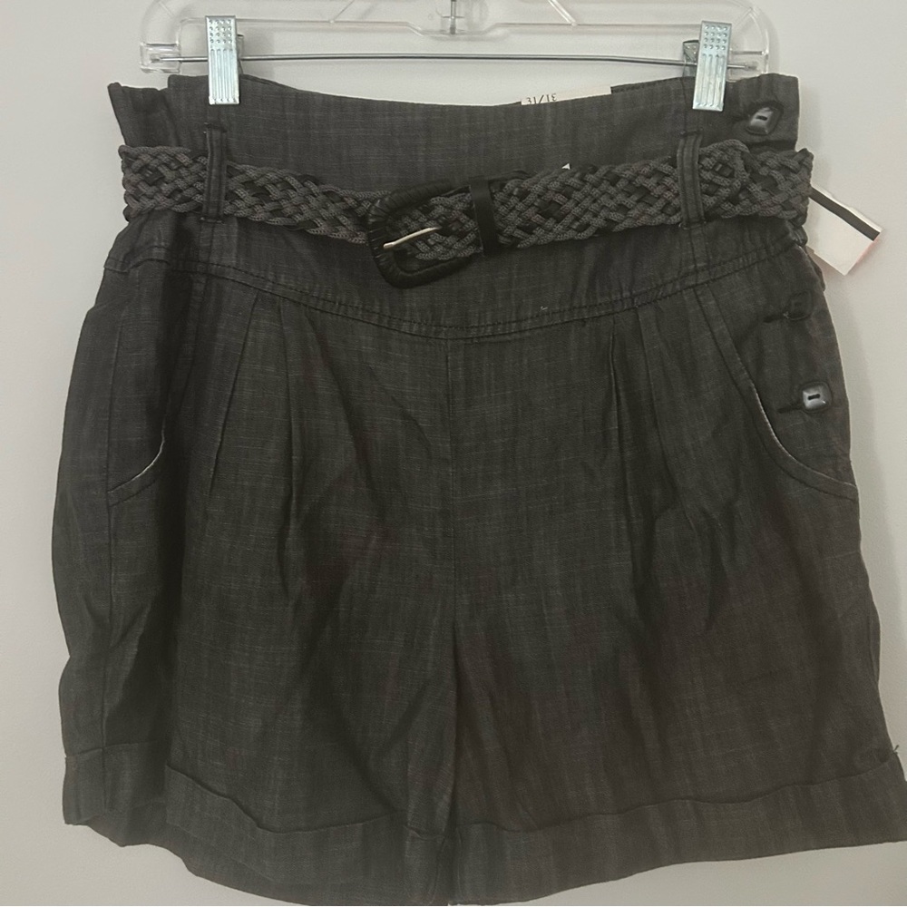 NWT Vintage Y2K Kensie Belted‎ Tencil / Cotton Faded Black Shorts-Cuffed-Preppy
